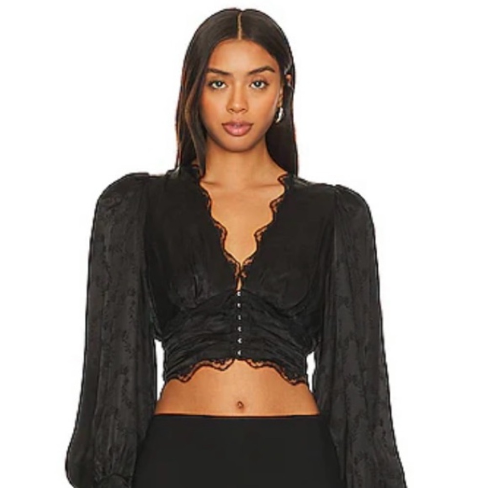 Zanna Top by Astr The Label | Black Cropped Blouse